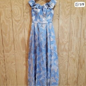 Alexander by Daymor NEW Blue Silver Evening Ball Gown Maxi Dress Size 6 #1662